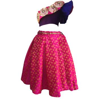 Blue  blouse ,printed Rani chaniya indowestern,designer Lehenha choli  without chunni 3