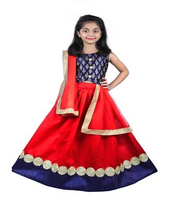 Red Lace Silk Stitched Lehenga 1