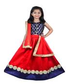 Red Lace Silk Stitched Lehenga