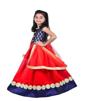 Red Lace Silk Stitched Lehenga 2