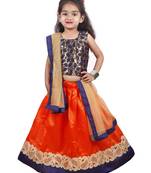 Orange Lace Silk Stitched Lehenga