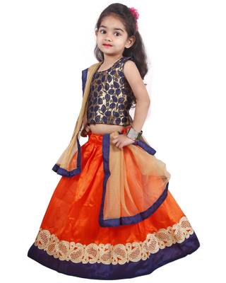 Orange Lace Silk Stitched Lehenga 2