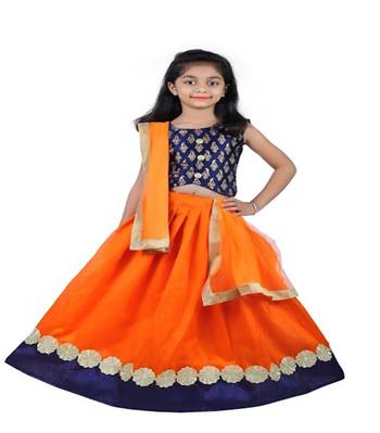 Orange Lace Silk Stitched Lehenga 1