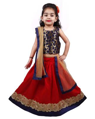 Red Lace Silk Stitched Lehenga 1