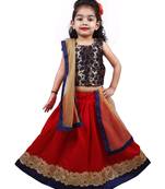 Red Lace Silk Stitched Lehenga