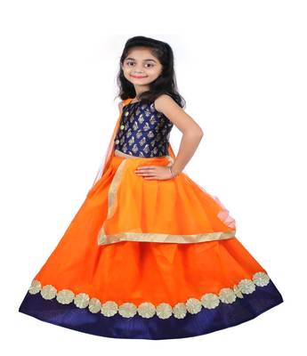 Orange Lace Silk Stitched Lehenga 2