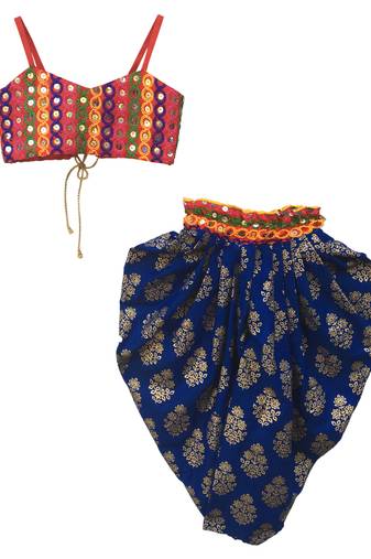 multicolor embroidered cotton stitched kids salwar suits