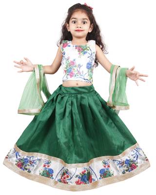 Green Lace Silk Stitched Lehenga 1