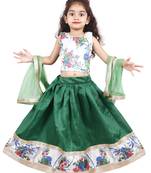 Green Lace Silk Stitched Lehenga