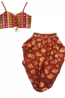 multicolor embroidered cotton stitched kids salwar suits