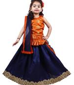 Navy-Blue Lace Silk Stitched Lehenga