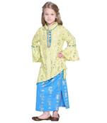 Yellow Printed Cotton Kids Skirts