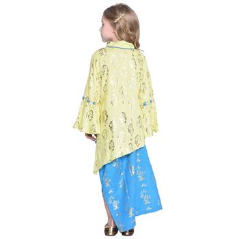 Yellow Printed Cotton Kids Skirts 3