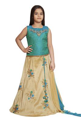 Cream embroidered Polyester Stitched lehenga choli 2