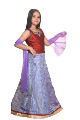 Blue embroidered Polyester Stitched lehenga choli 2