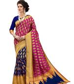 pink woven banarasi silk saree with blouse