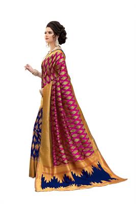pink woven banarasi silk saree with blouse 2