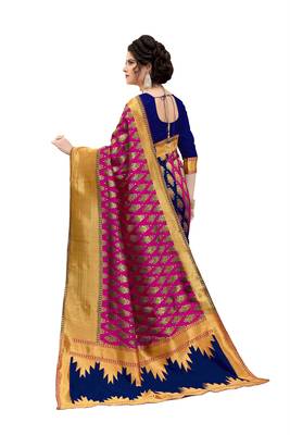 pink woven banarasi silk saree with blouse 3