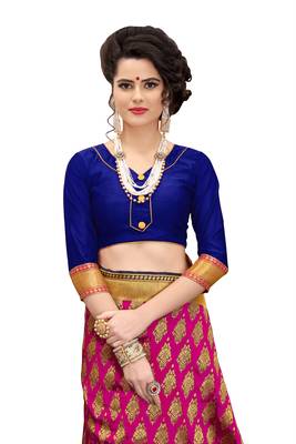 pink woven banarasi silk saree with blouse 4