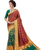 red woven banarasi silk saree with blouse