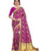 pink woven banarasi silk saree with blouse