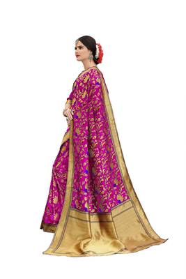 pink woven banarasi silk saree with blouse 2