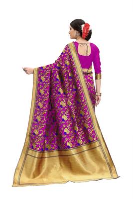 pink woven banarasi silk saree with blouse 3