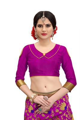 pink woven banarasi silk saree with blouse 4