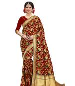 red woven banarasi silk saree with blouse