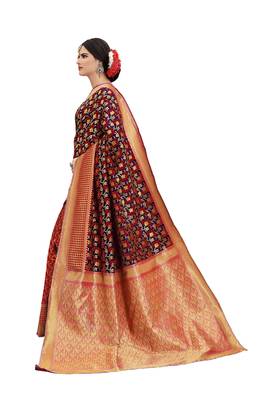 blue woven banarasi silk saree with blouse 2