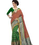 red woven banarasi silk saree with blouse