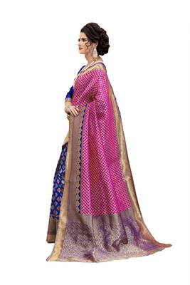 pink woven banarasi silk saree with blouse 2
