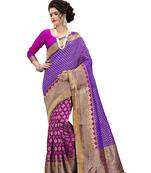 blue woven banarasi silk saree with blouse