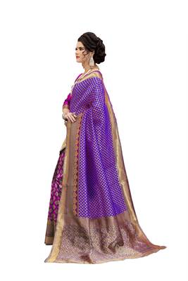 blue woven banarasi silk saree with blouse 2