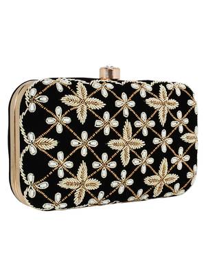 Ethnique Embroidered Party Clutch Black & Gold 2