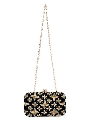 Ethnique Embroidered Party Clutch Black & Gold 4
