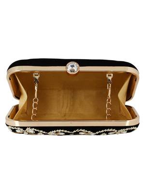 Ethnique Embroidered Party Clutch Black & Gold 5