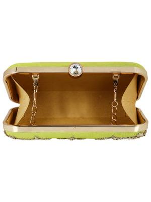 Ethnique Embroidered Party Clutch Parrot Green & Gold 5