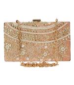Ethnique Beaded and Embroidered Party Clutch Peach & Gold