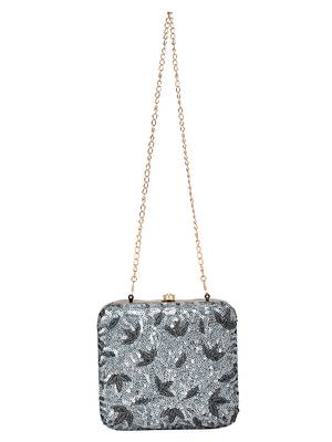 Ethnique Sequines Party Clutch Silver & Gold 4