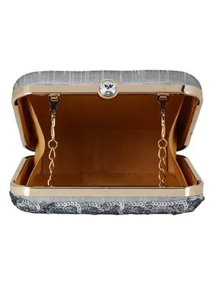 Ethnique Sequines Party Clutch Silver & Gold 5