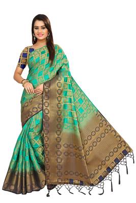 Light green woven patola saree with blouse 1