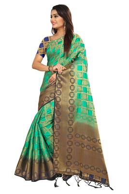 Light green woven patola saree with blouse 2