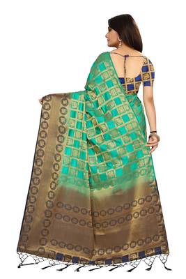Light green woven patola saree with blouse 3