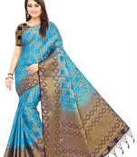 Sea green woven patola saree with blouse