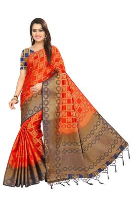Red woven patola saree with blouse 1