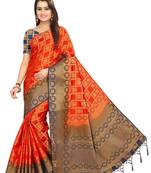 Red woven patola saree with blouse