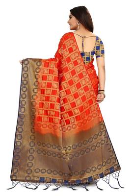 Red woven patola saree with blouse 3