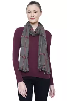 Black & White Viscose Rayon Checked Woven Design Stole