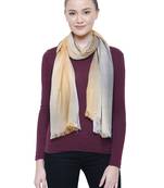 Grey & Yellow Viscose Rayon Checked Woven Design Stole